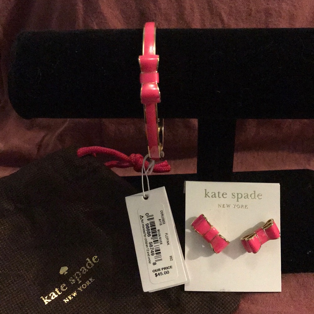 New Kate Spade bow tie bracelet and earrings